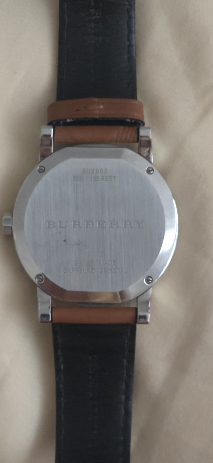 Burberry BU9905 The City Swiss Sapphire Black Dial Brown Leather Box Papers