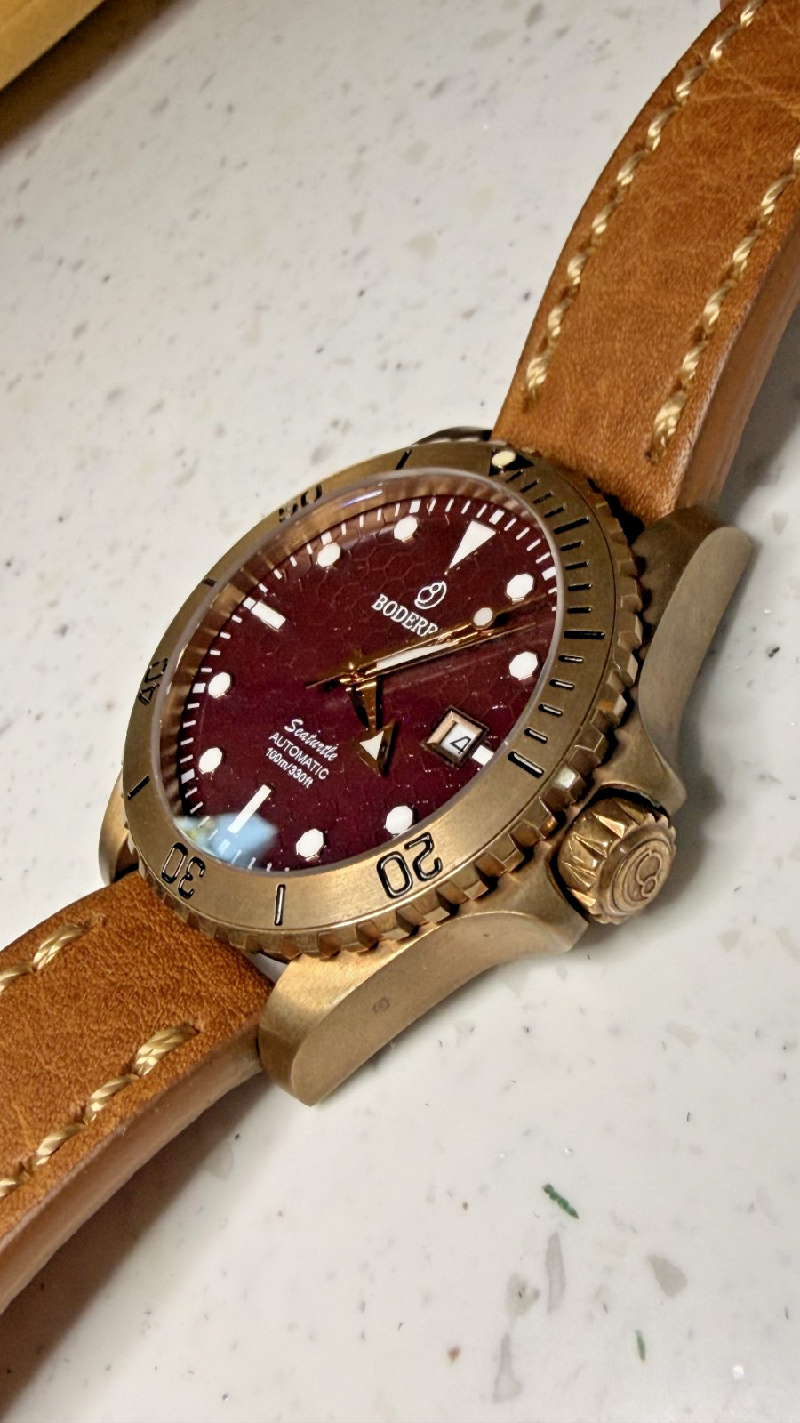 Boderry Sea Turtle BDA007B Bronze Automatic Diver 100m Brown Dial Watch