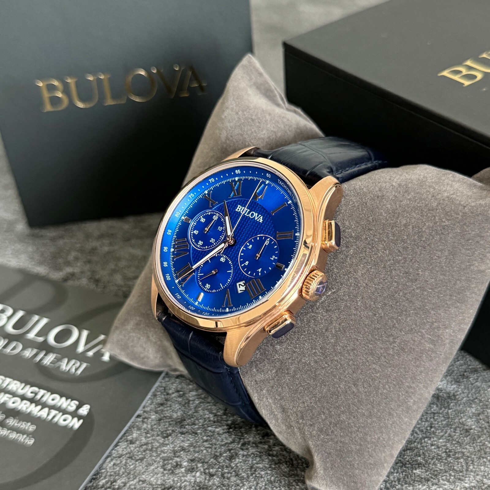 Bulova Men’s Wilton Classic Blue Textured Dial Chronograph Watch 97B170
