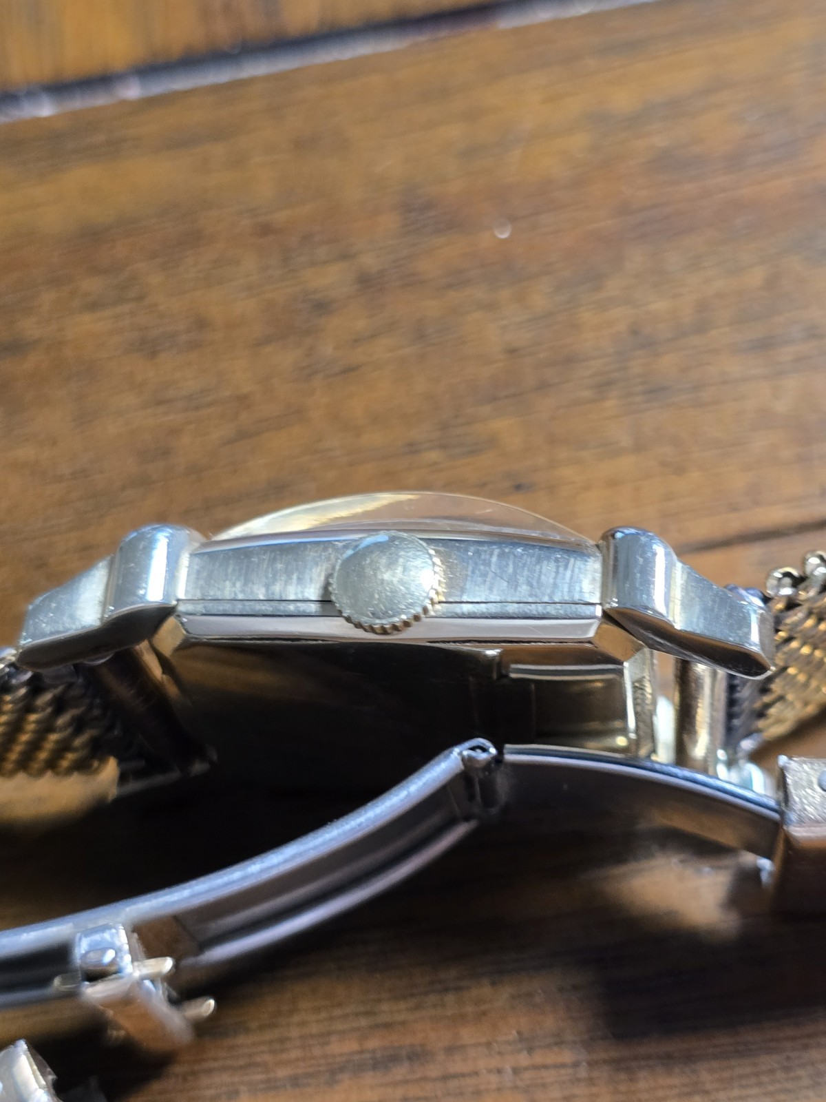 Vintage Elgin De Luxe Mechanical Watch Gold Filled Art Deco Tank Mesh Band