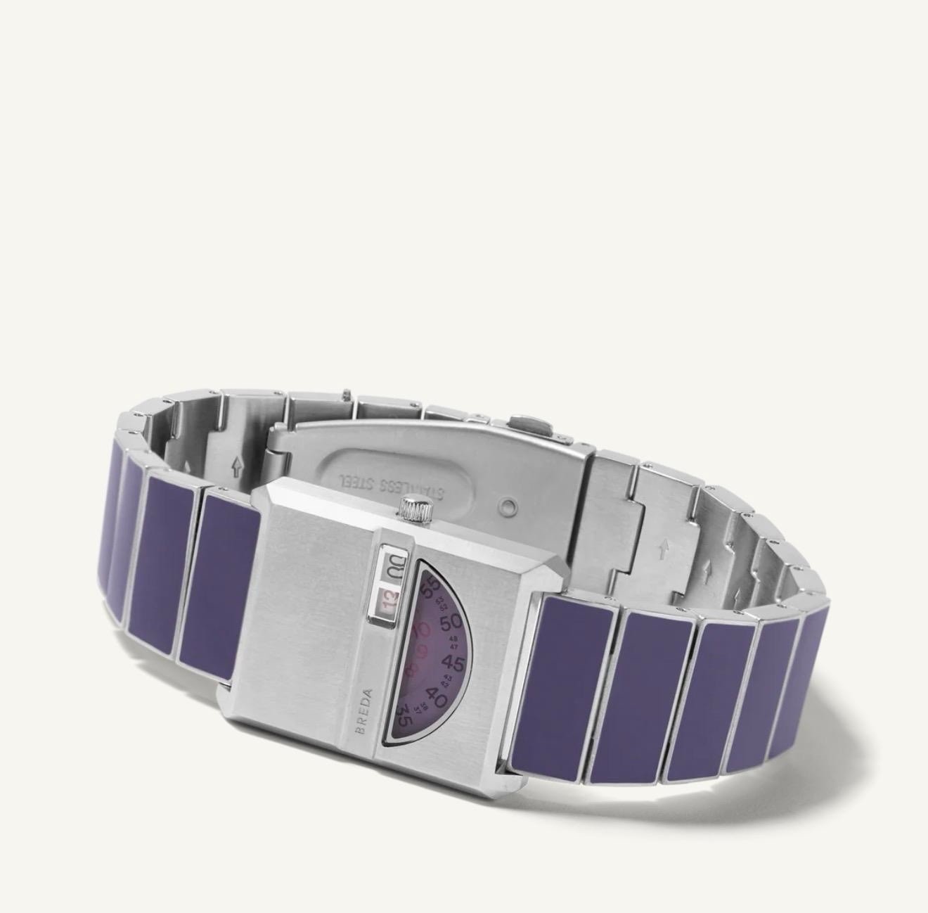 Breda Pulse Tandem Stainless Steel Bracelet Watch, 26mm light Blue/purple