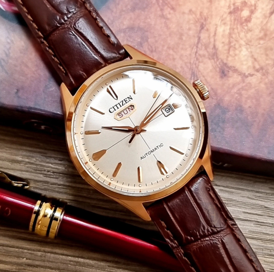 Citizen Automatic Rose Gold Tone White Dial NH8393-05A Day Date Men’s Watch
