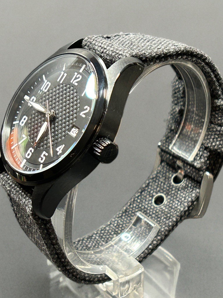 Sevin Pilot’s Black Waffle & Black PVD Case Automatic Watch