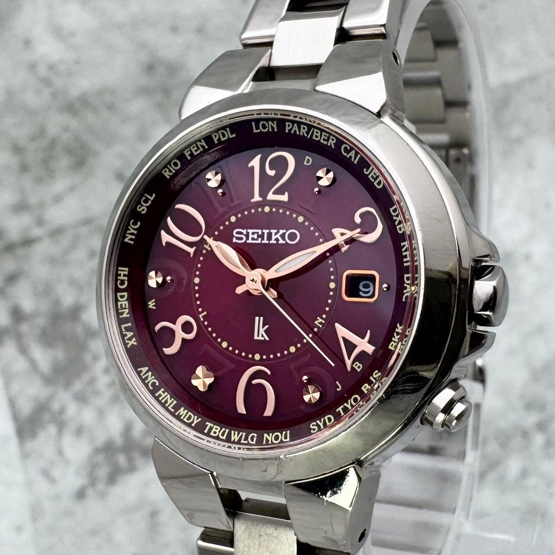 Seiko Lukia 1B25-0AC0 Solar Titanium Burgundy Women’s Watch