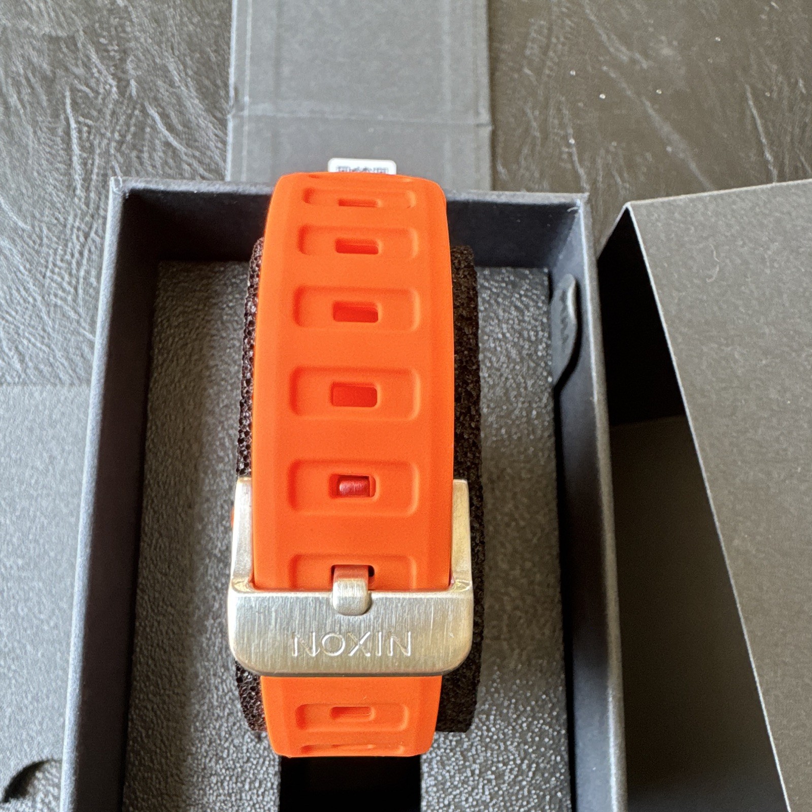 Nixon Disk Digital Quartz Watch 100m Orange Rubber Strap w Box