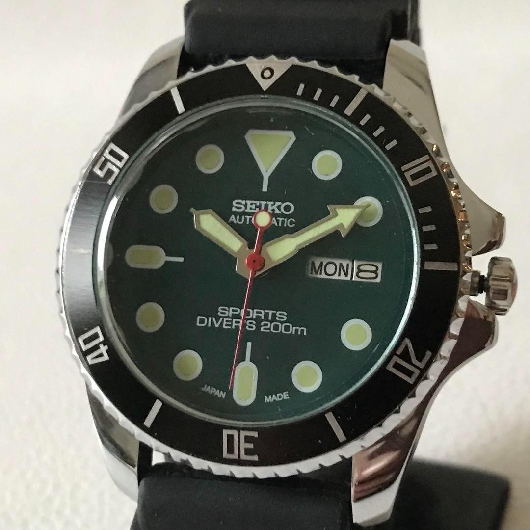Seiko Diver Automatic Watch US 6 / UK 4 Black Green Vintage Japan Auth 064660