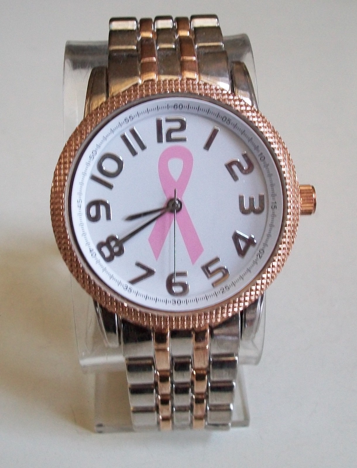 Women’s Breast Cancer Awareness Pink Ribbon Fashion Big Dial Heavy Casual Watch