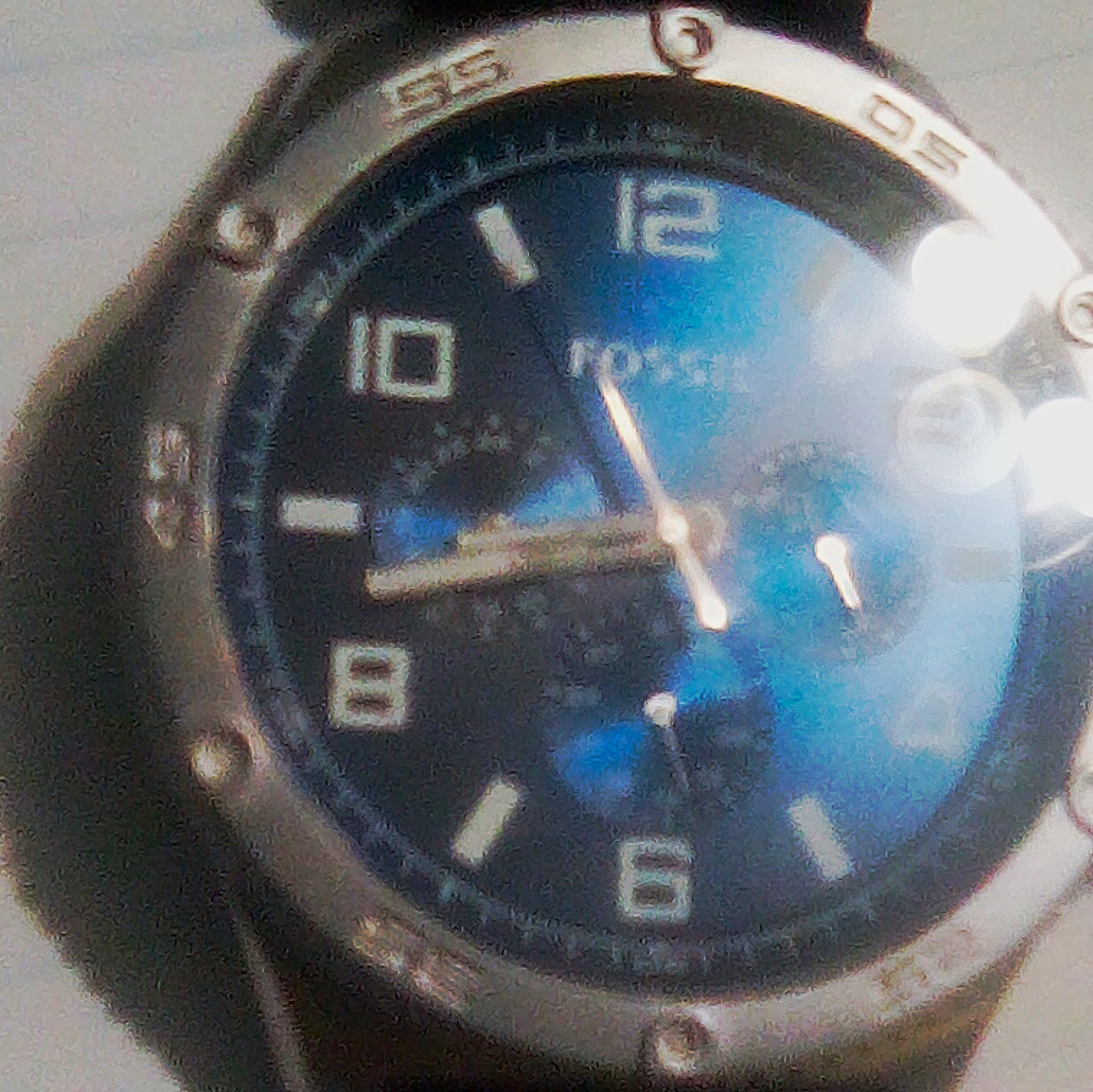 Fossil Men’s Blue Analog Dial Quartz Watch Black Leather Strap 50m WR