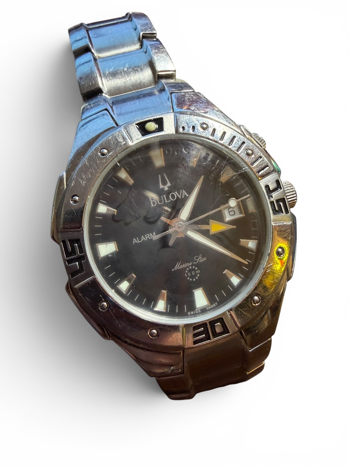 Bulova Marine Star Alarm Diver Men’s Watch Stainless Steel Swiss Made 100M WR