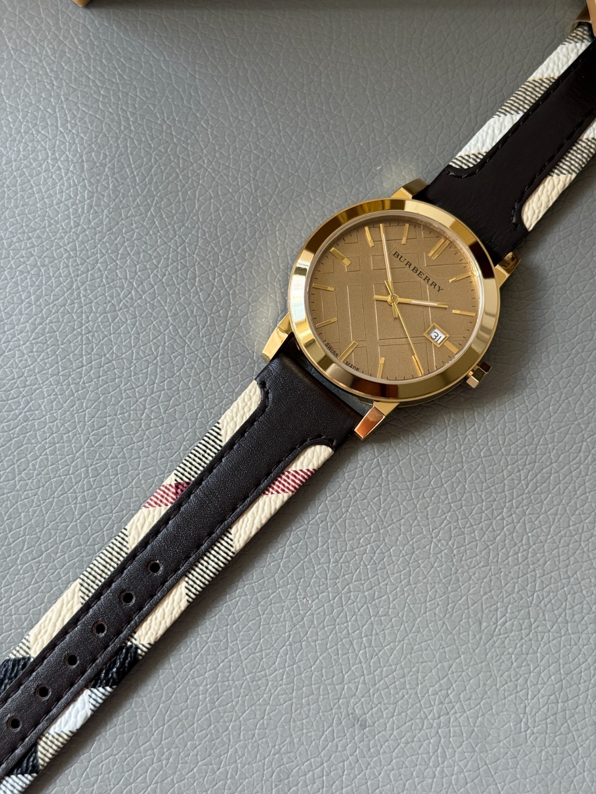 Brand New Burberry The City Gold BU9032 Gold Tone 38mm Unisex Watch