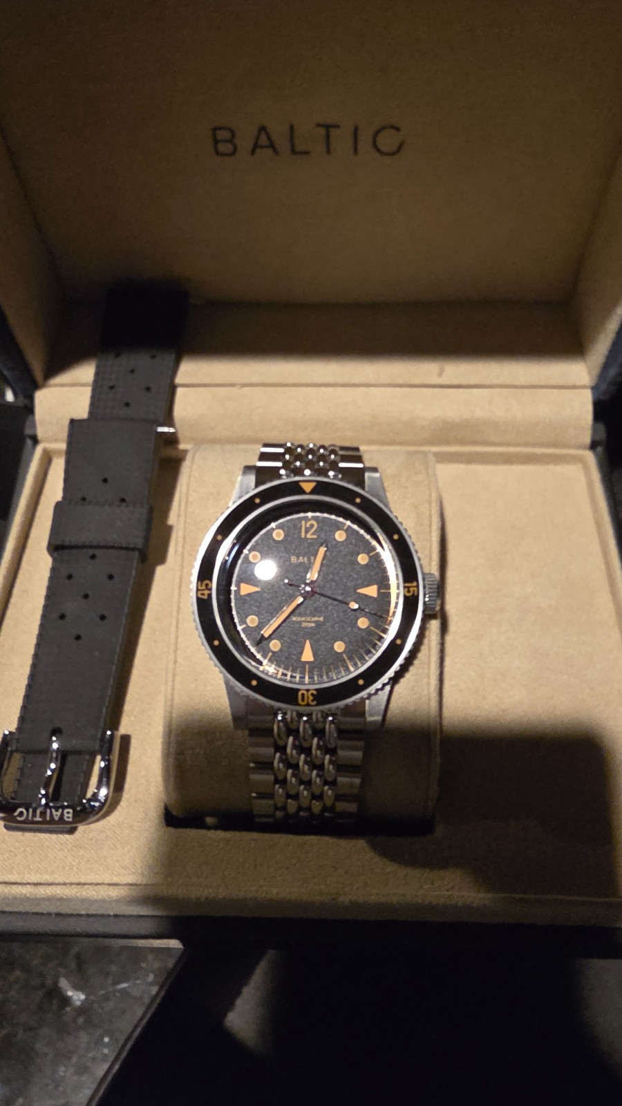 Baltic Aquascaphe Classic Black Rubber and Stainless Steel Bracelet