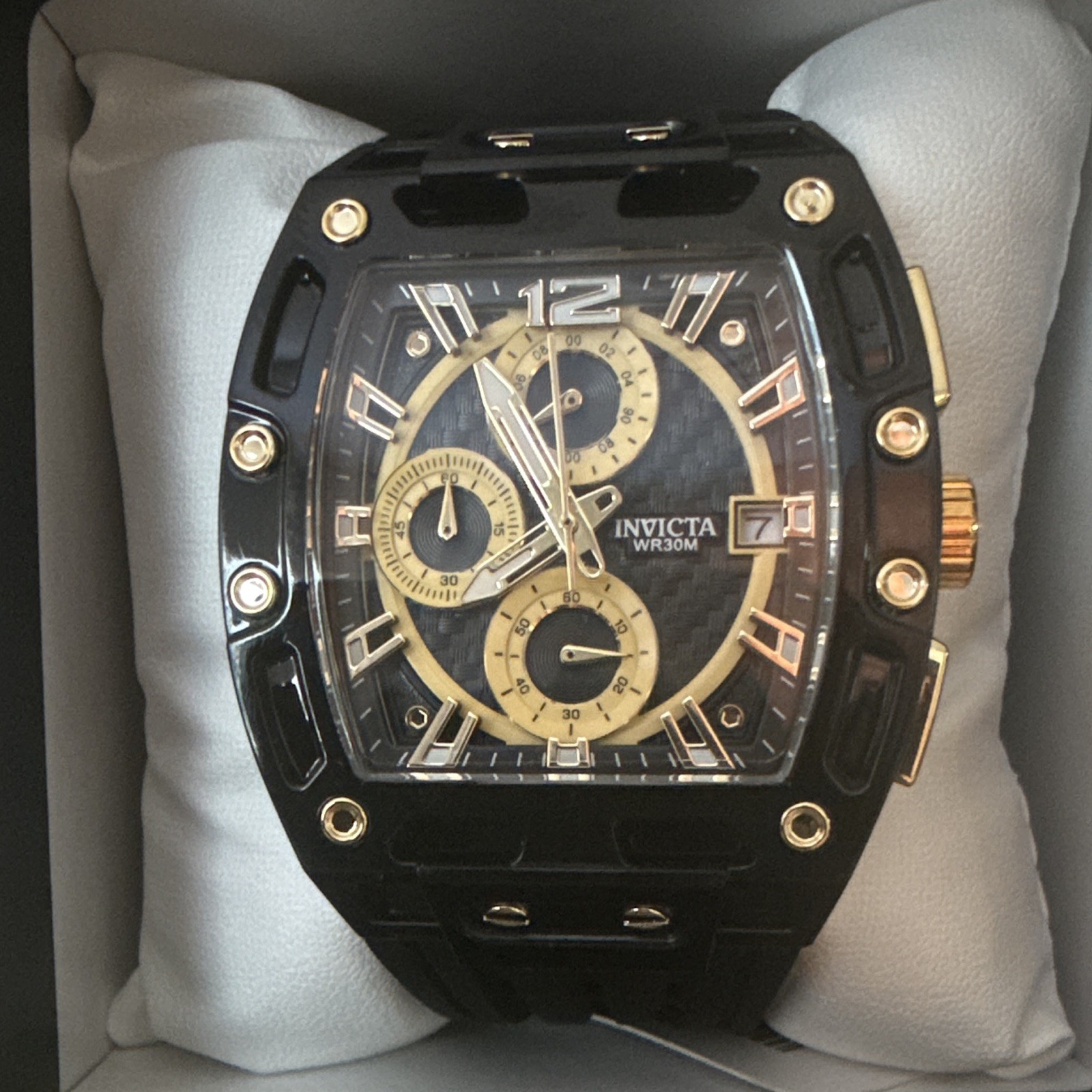 Invicta S1 Rally Allogrip Men 42mm Black Tone Case Black+Gold Metal Dial