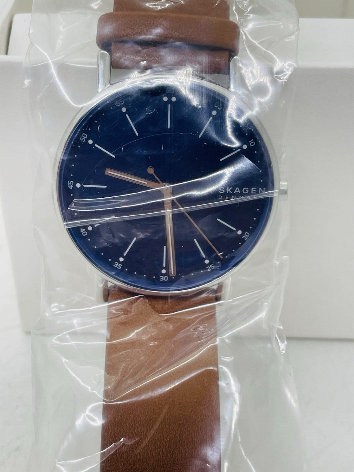 Skagen Denmark Men’s Leather Blue Brown Carmel Genuine Leather SKW6355 Watch