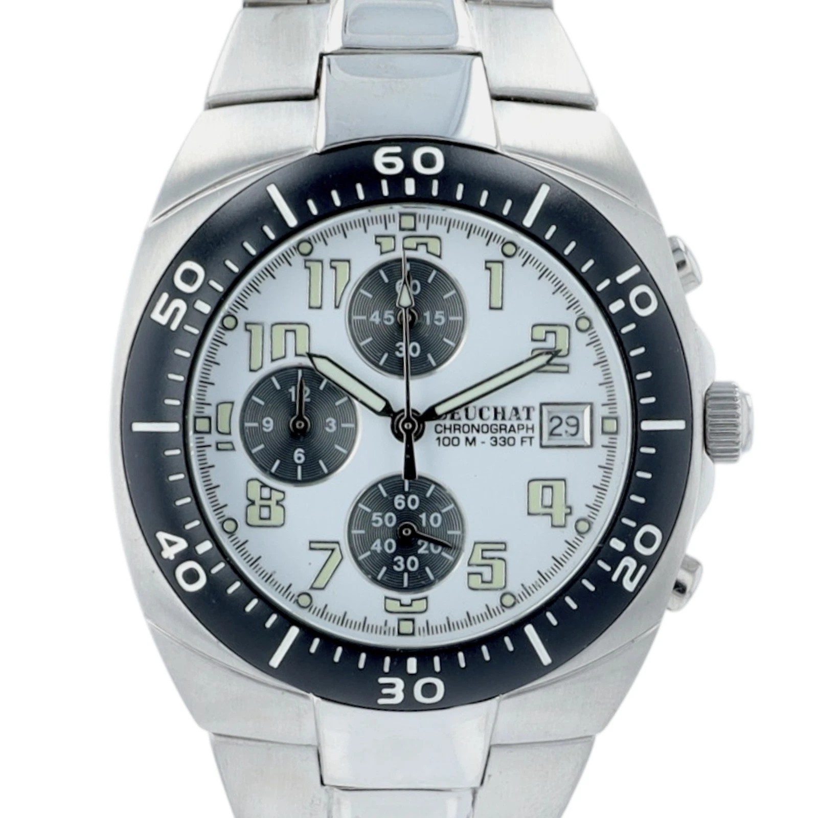 Beuchat Swiss Chrono Watch 100M Mens Watch Box & Papers