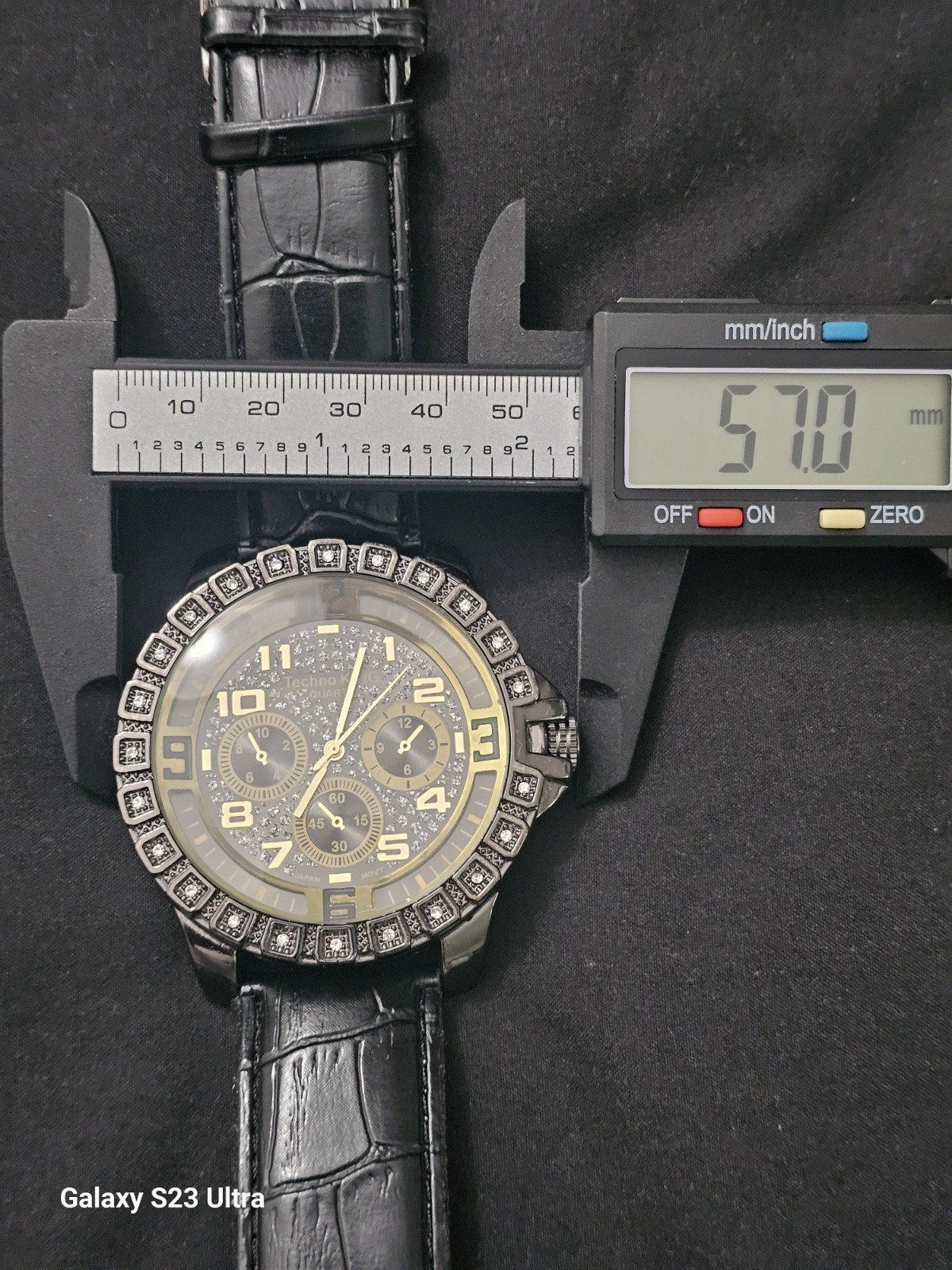 57mm Men’s LARGE Chronograph Quartz Analog Watch leatherette band