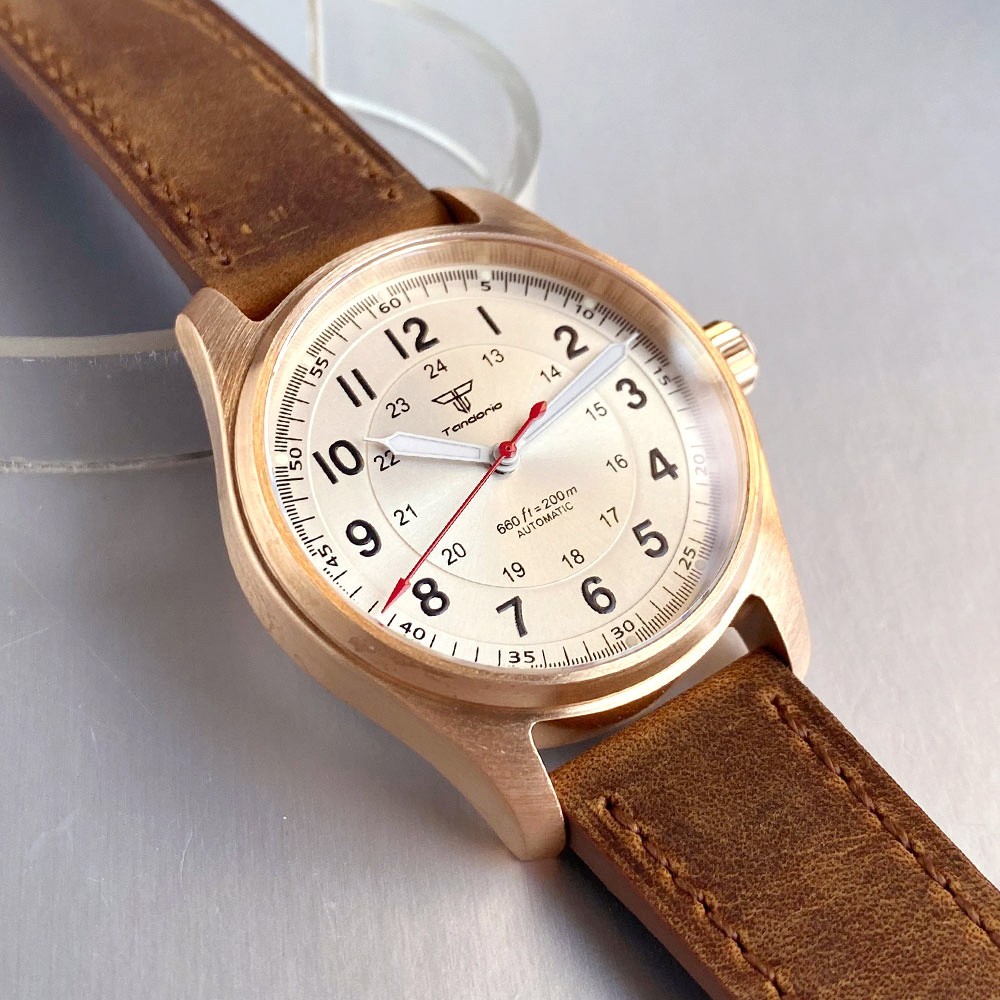 Tandorio 20ATM Retro Pilot 39mm Cusn8 Bronze NH35/PT5000 Auto Diver Men Watch