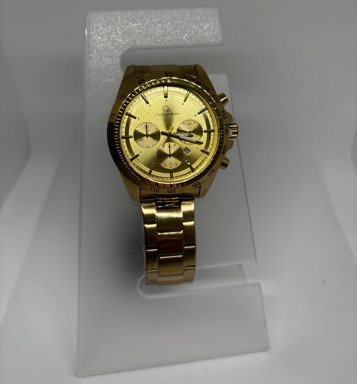 Christian Arden Men’s 40-43.9mm Quartz Gold Dial Chronograph Date 30m