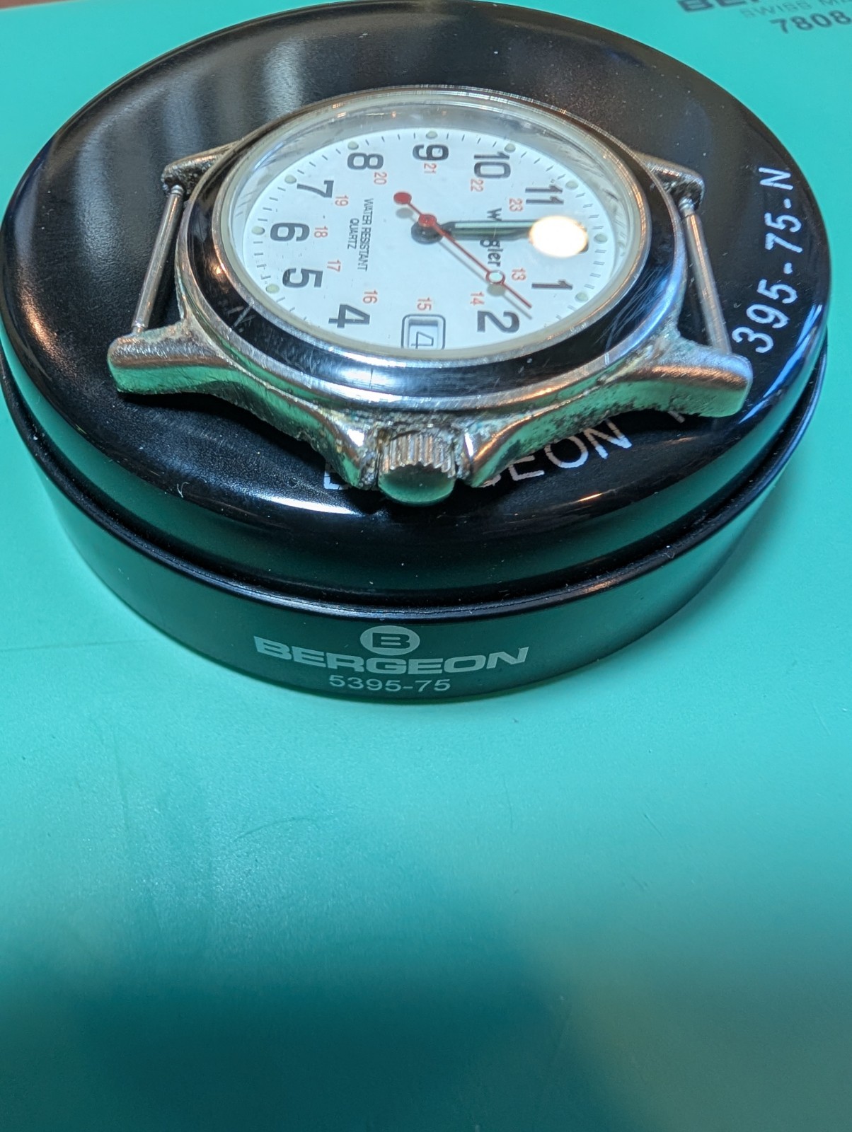 Wrangler Quartz Analog Watch Date Water-Resistant White Dial Black/Gray Nylon