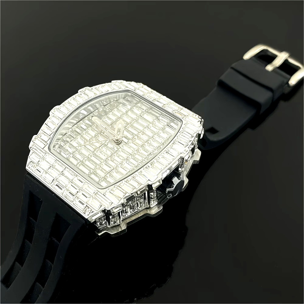 Luxury Square Shiny Rhinestone Watch Classic Business Quartz Watch Fashion Men