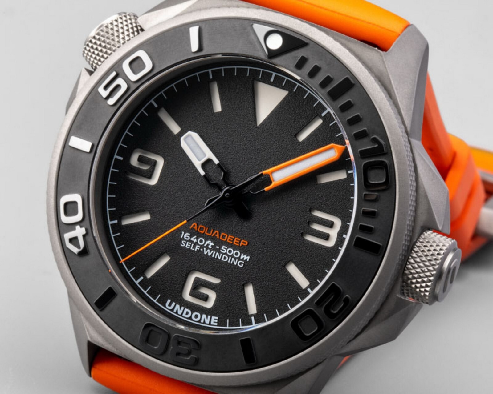 UNDONE AQUADEEP SIGNAL Automatic Titanium Silicone Grey Orange Men’s Watch