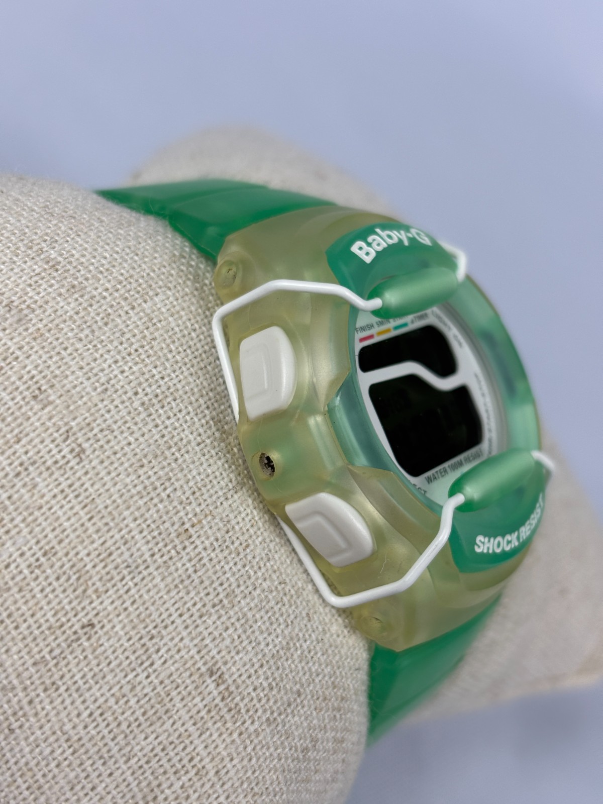 Vintage Casio Baby-G BG-140 Green Jelly 1913 Digital Watch New Battery 10BAR