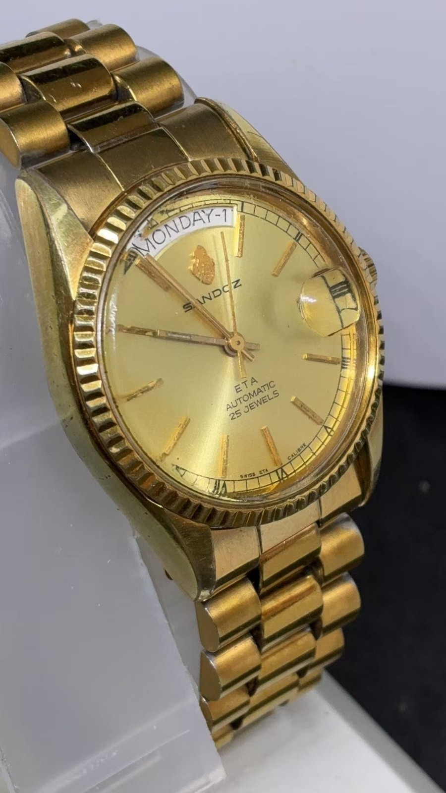 SANDOZ 35.5mm SWISS ETA 2834-2 25J AUTOMATIC President Men’s Watch (Lot2816)