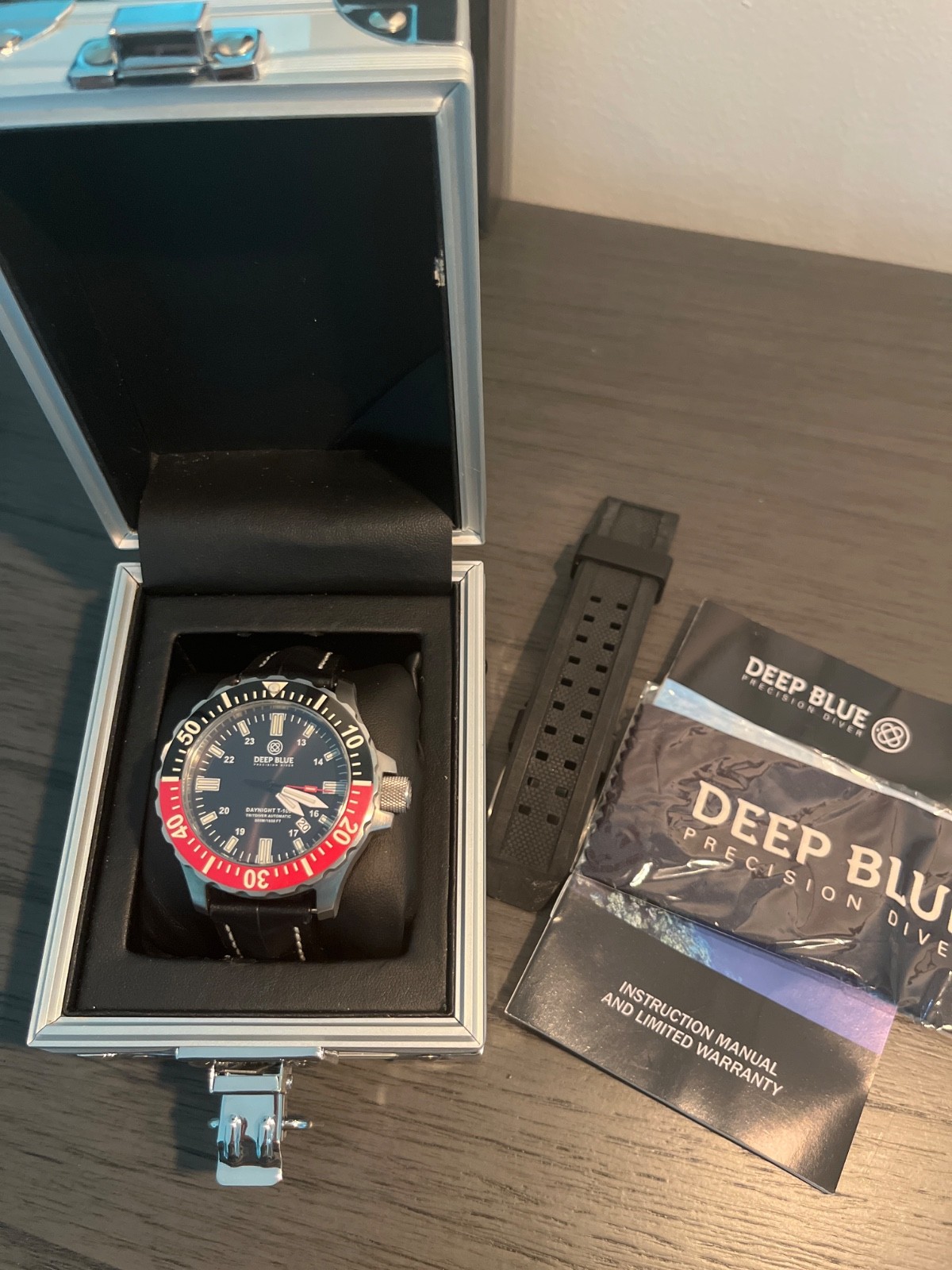 Deep Blue Men’s Black Watch – New-Box & Papers