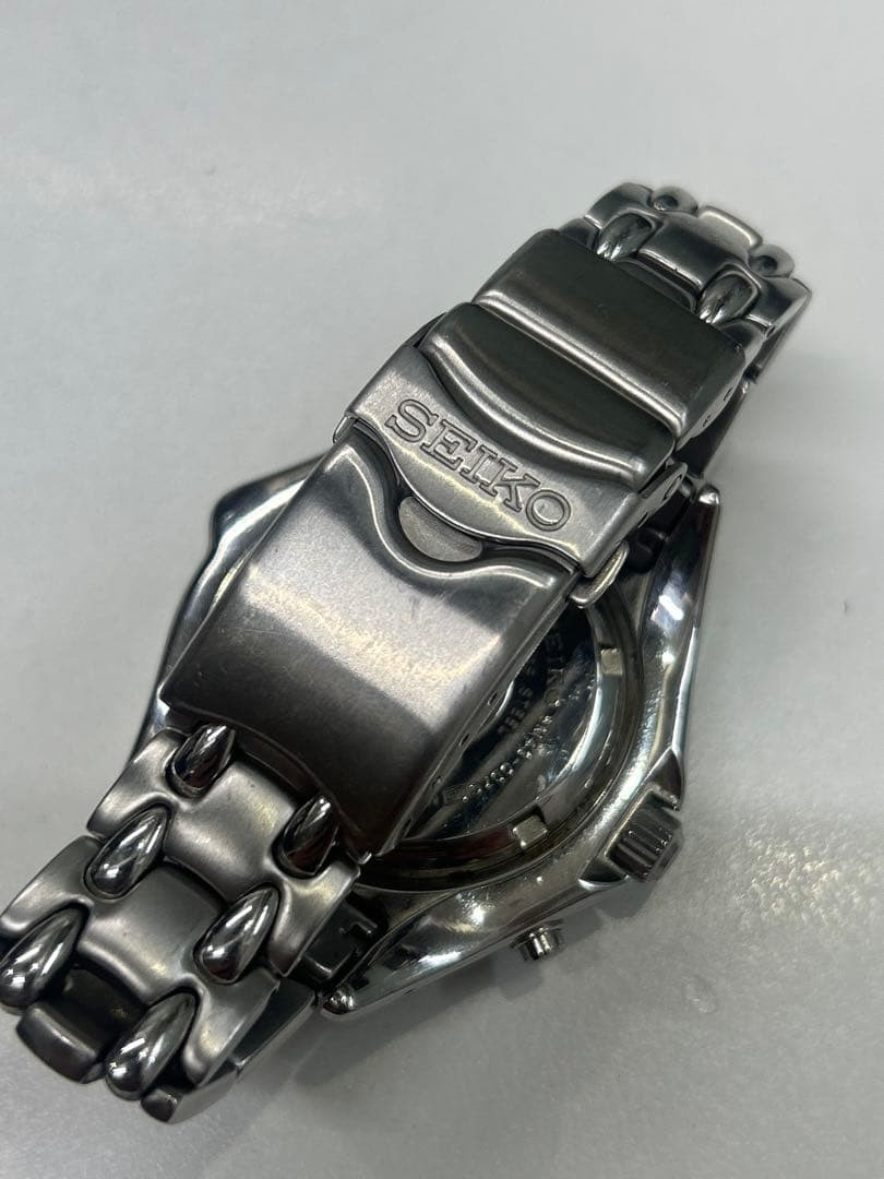 SEIKO Kinetic Scuba Diver Watch Date Silver BLue Used Japan