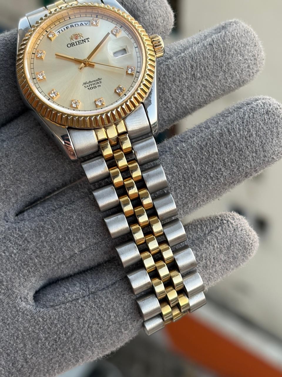 ORIENT PRESIDENT Day-Date  Golden Tow Tone Jubilee Bracelet Steel Men’s Watch