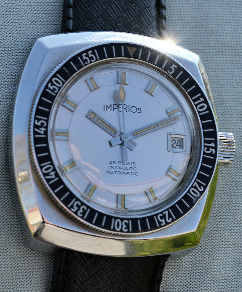 Rare Imperios Diver Sub 150Mt Steel Watch Bakelite Bezel Screw Crown