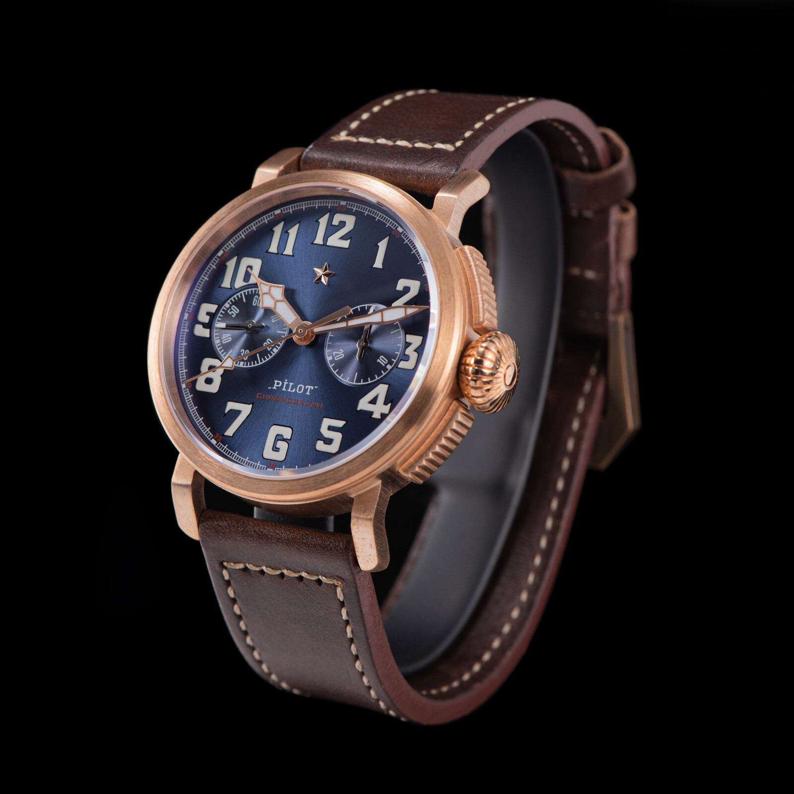 Sugess PILOT MASTER Chrono CuSn8 Bronze Mechanical Watch Seagull 1963 SUPILOT009