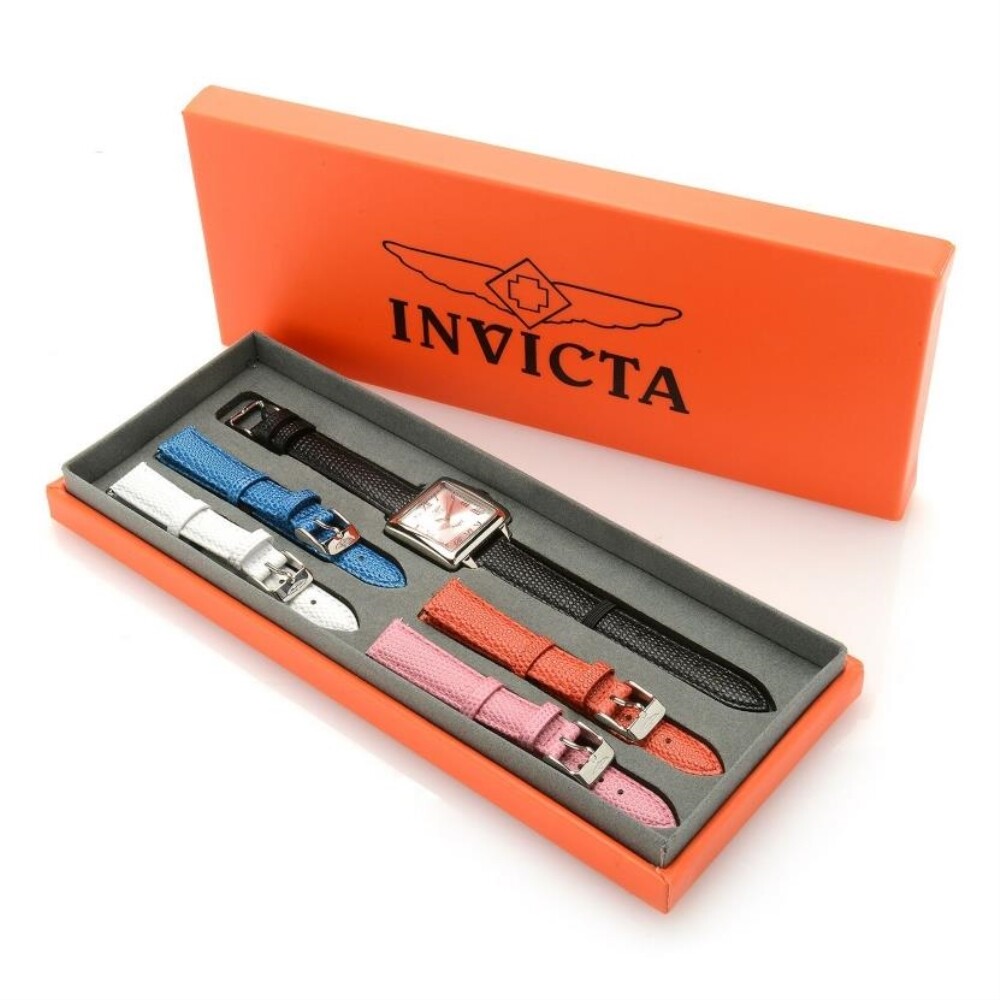 Invicta 21786 Angel Quartz Womens Watch With 5 Piece Leather Strap Set With Box
