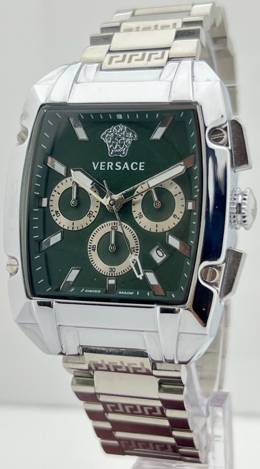Premium Men’s Versace Dominus Chronograph Green Dial Date Working Wristwatch