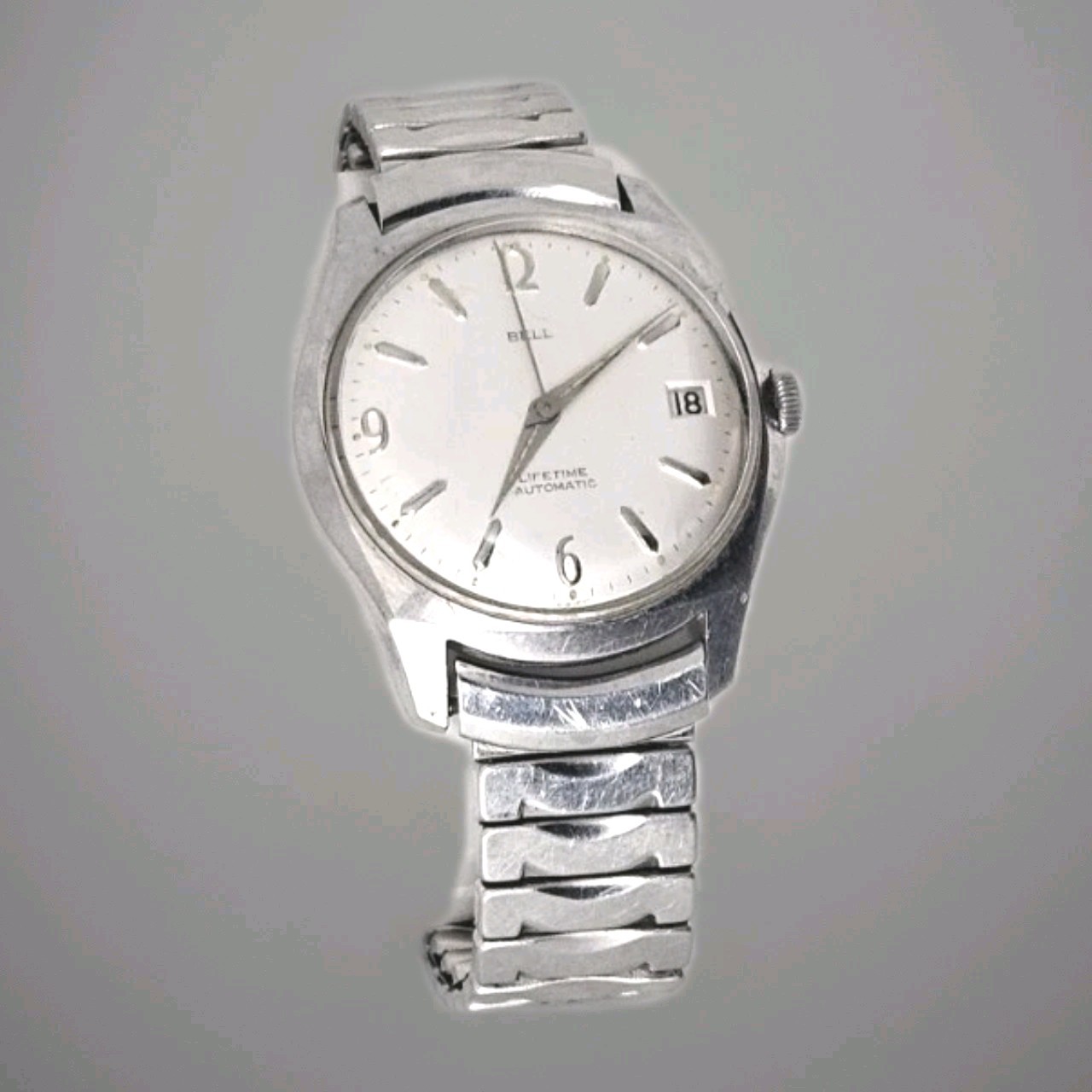 Vintage Rare Bell 17 Jewel Lifetime Automatic Mens Watch Art Deco With Date Runs