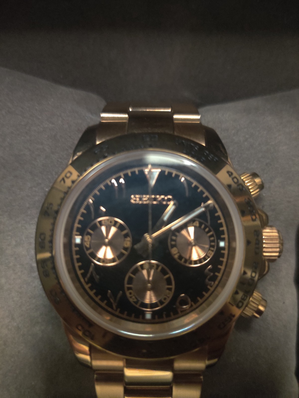 Seikomod Rose Gold Tachymeter Bezel
