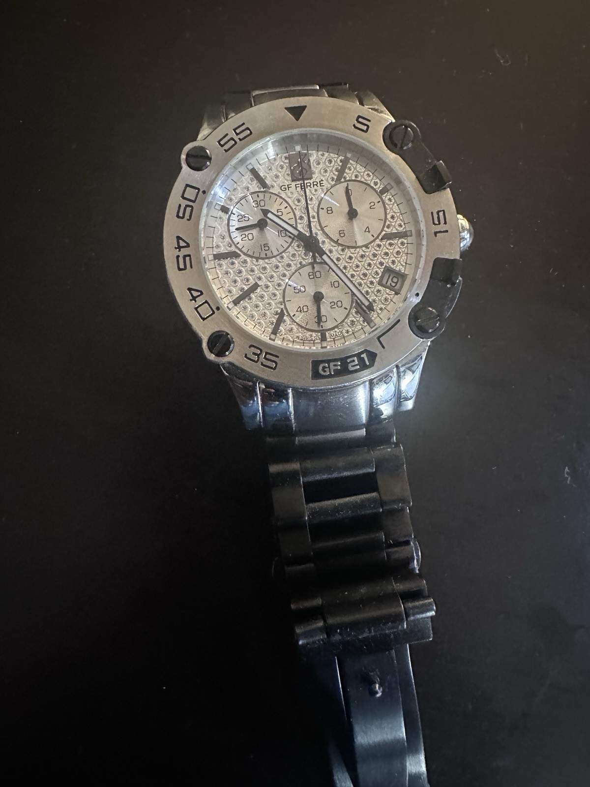 gf ferre watch GF9002M Swiss Made Chronograph Watch – Jet Black/Silver