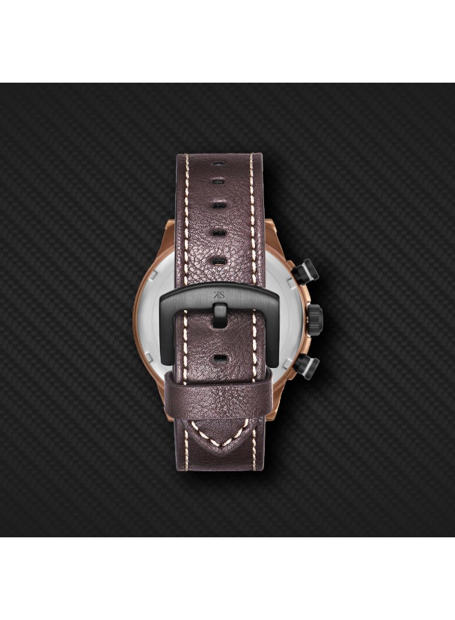 Kenneth Scott Men’s Chronograph Watch | Black Dial, 45mm, 30 m (3 ATM)