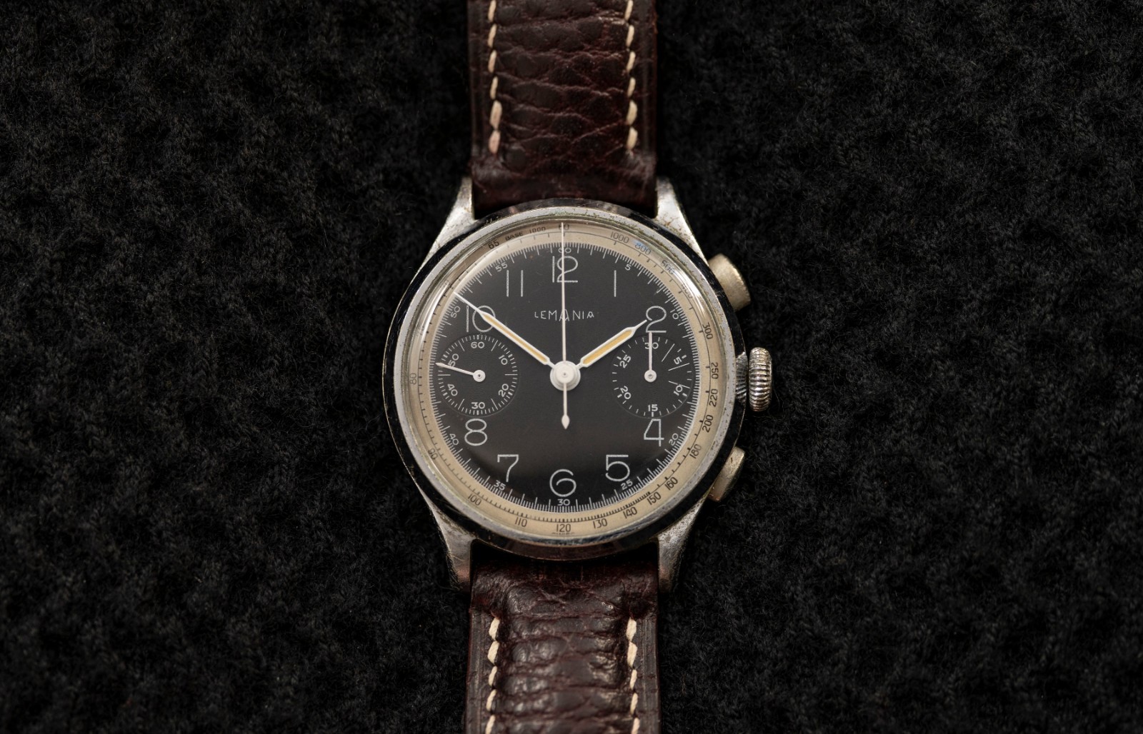 Lemania 15TL Chronograph Watch – Black Dial – Tachymeter – Circa 1938-1942
