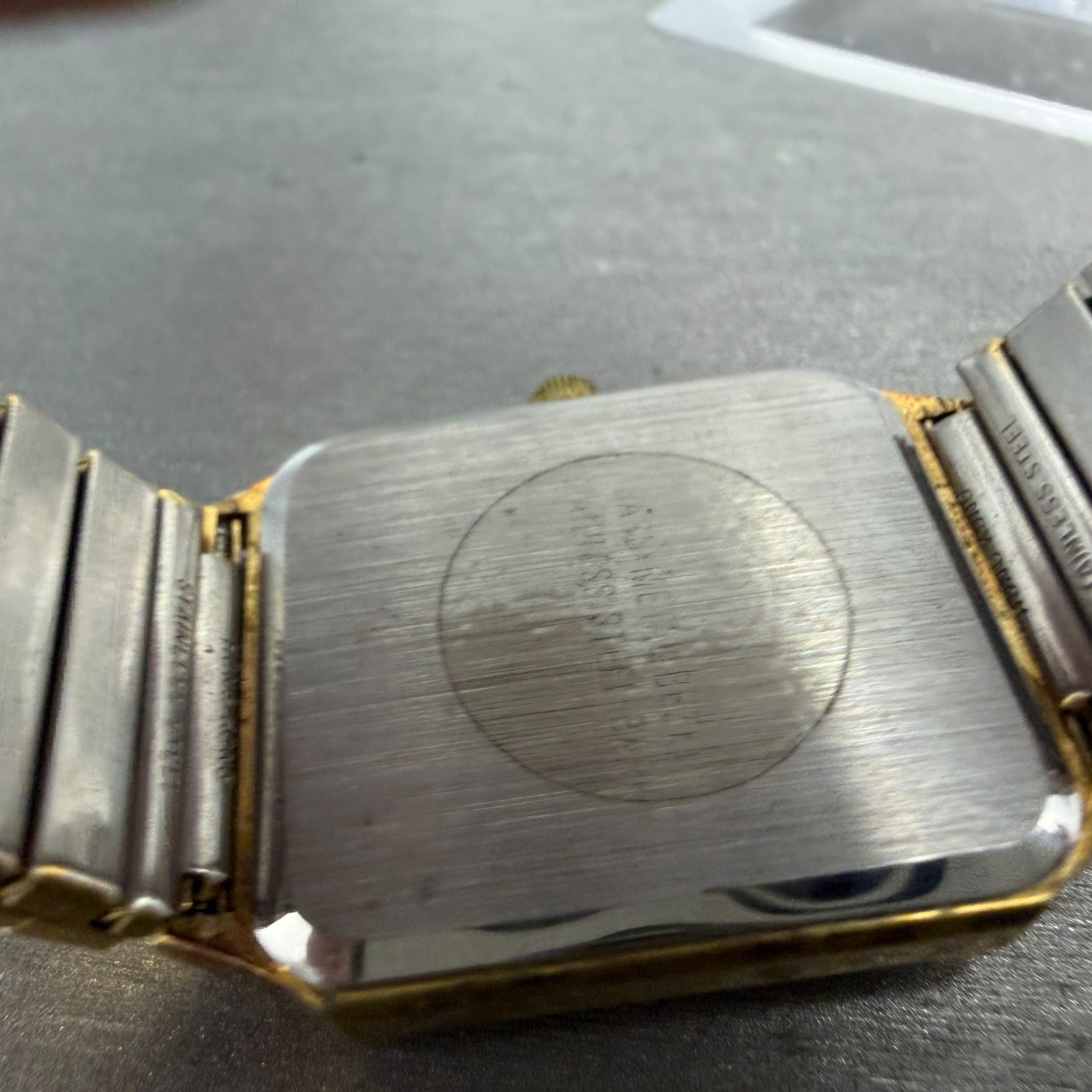 Benrus Tank Watch Men 26mm Gold Dial Gold Tone Octagon New Battery VTG