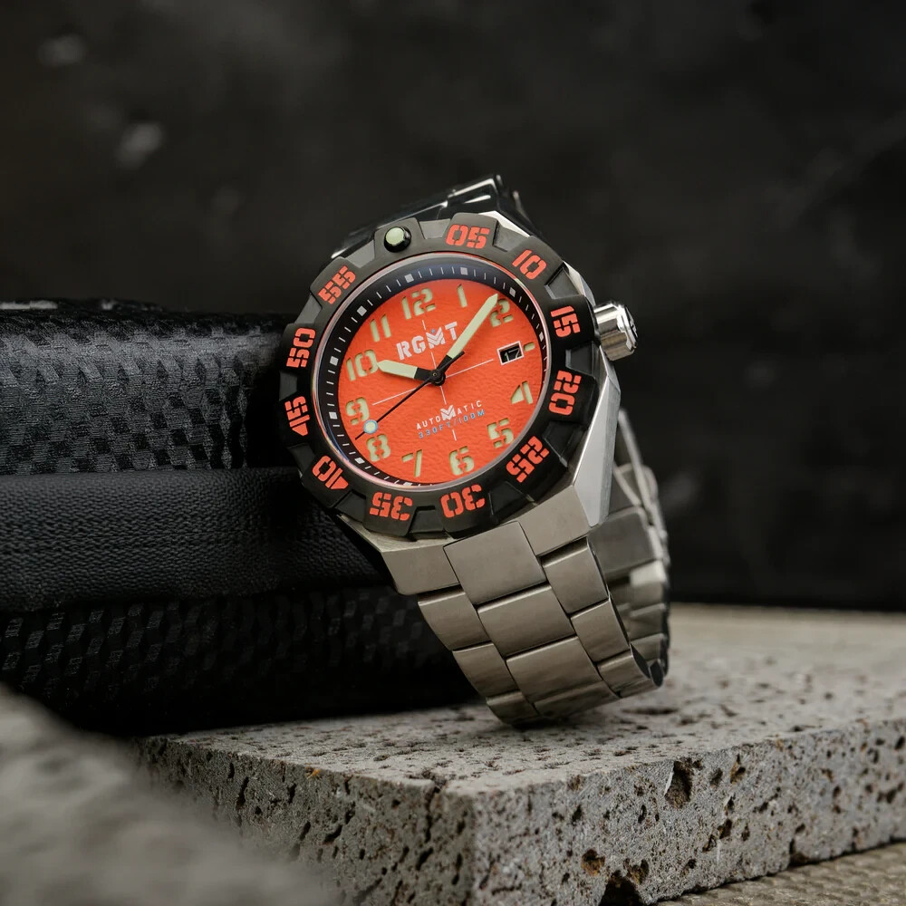 RGMT Field Master Men’s Automatic Watch Silver/Orange RG-8032-99 $685-NEW & RARE