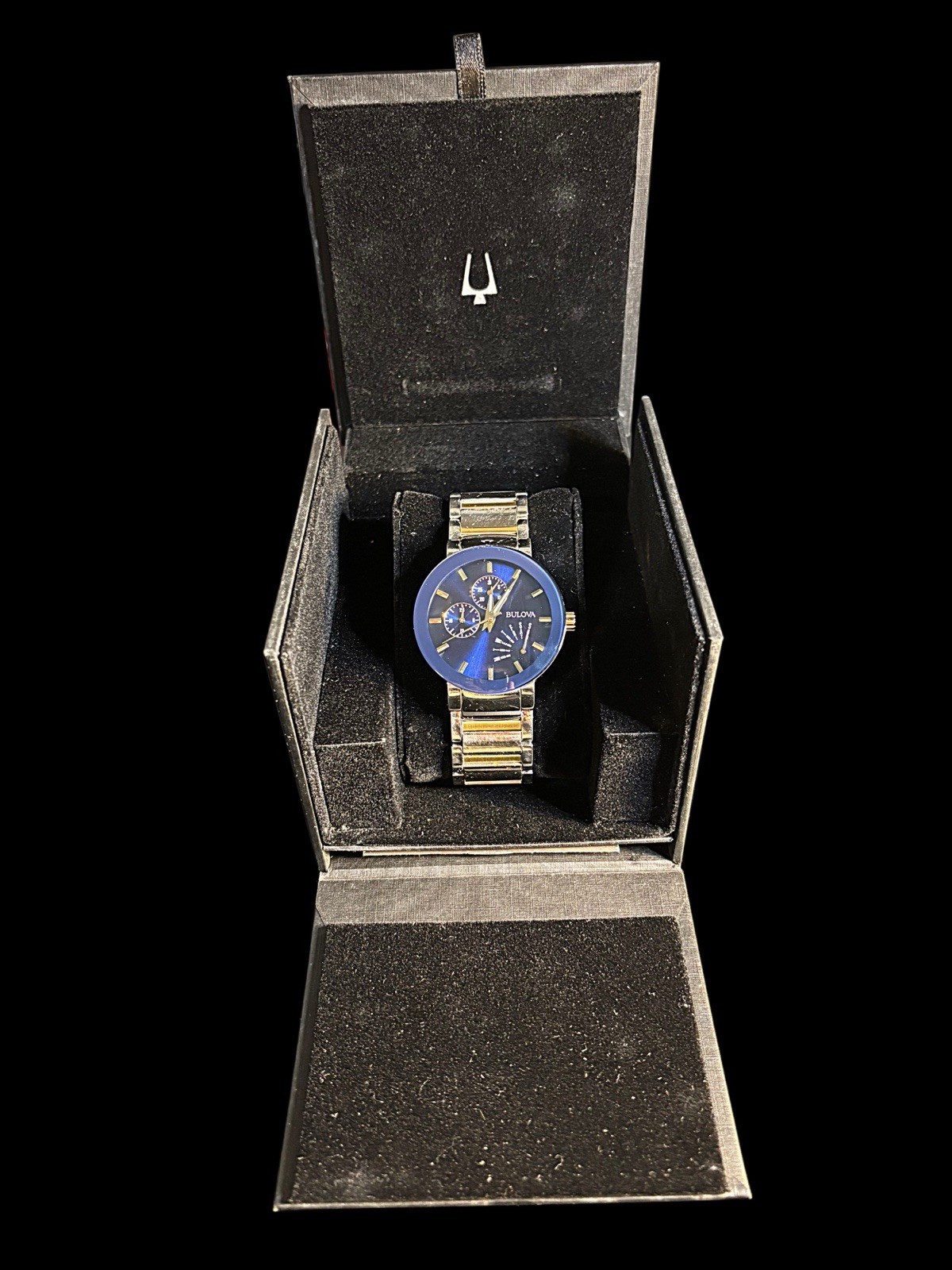Bulova Women’s Two-Tone Stainless Quartz Day/Date 34mm Blue Dial w/ Box
