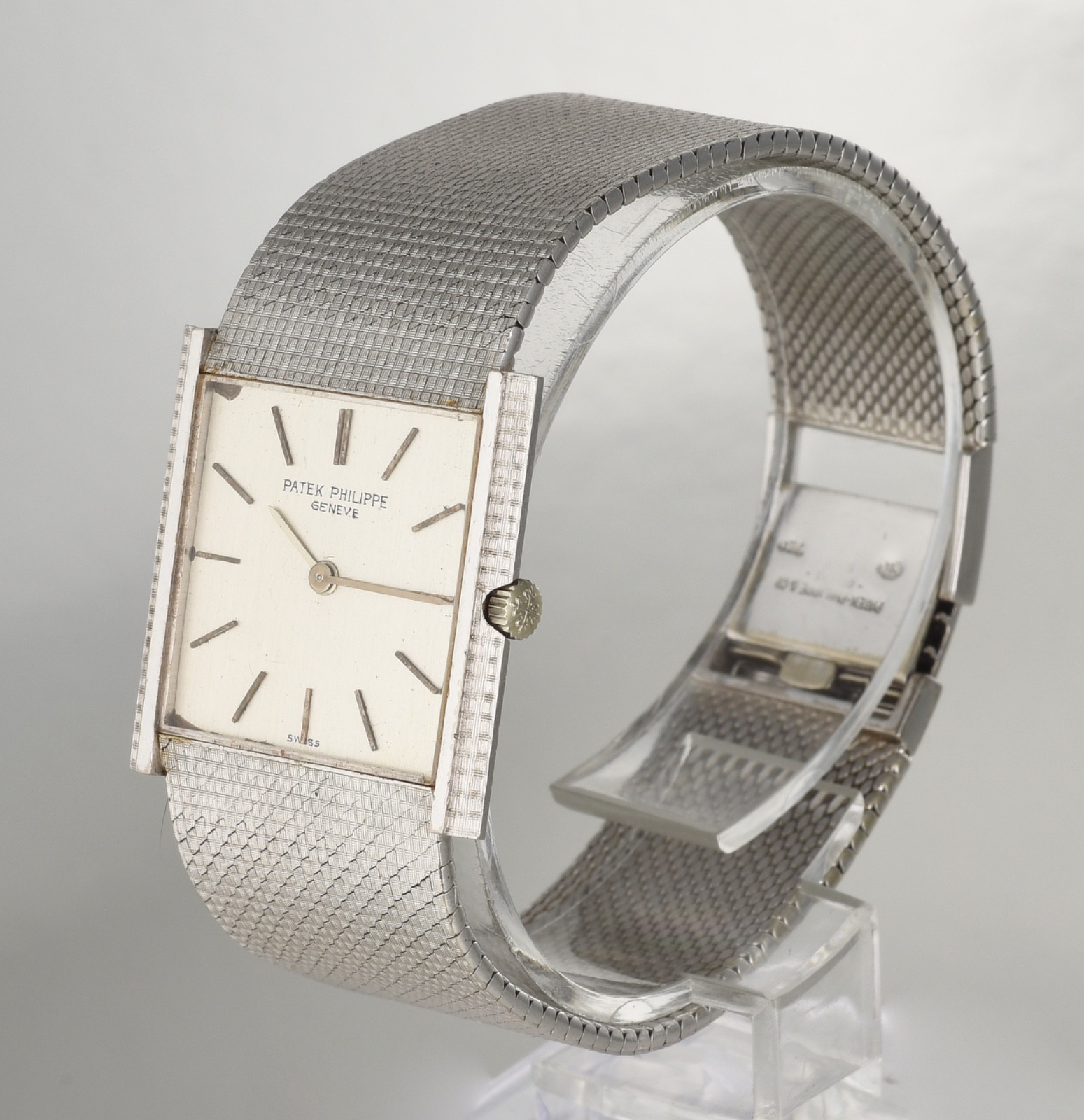 1970s Men’s Patek Philippe 18K White Gold watch with Hobnail finish REF. 3494
