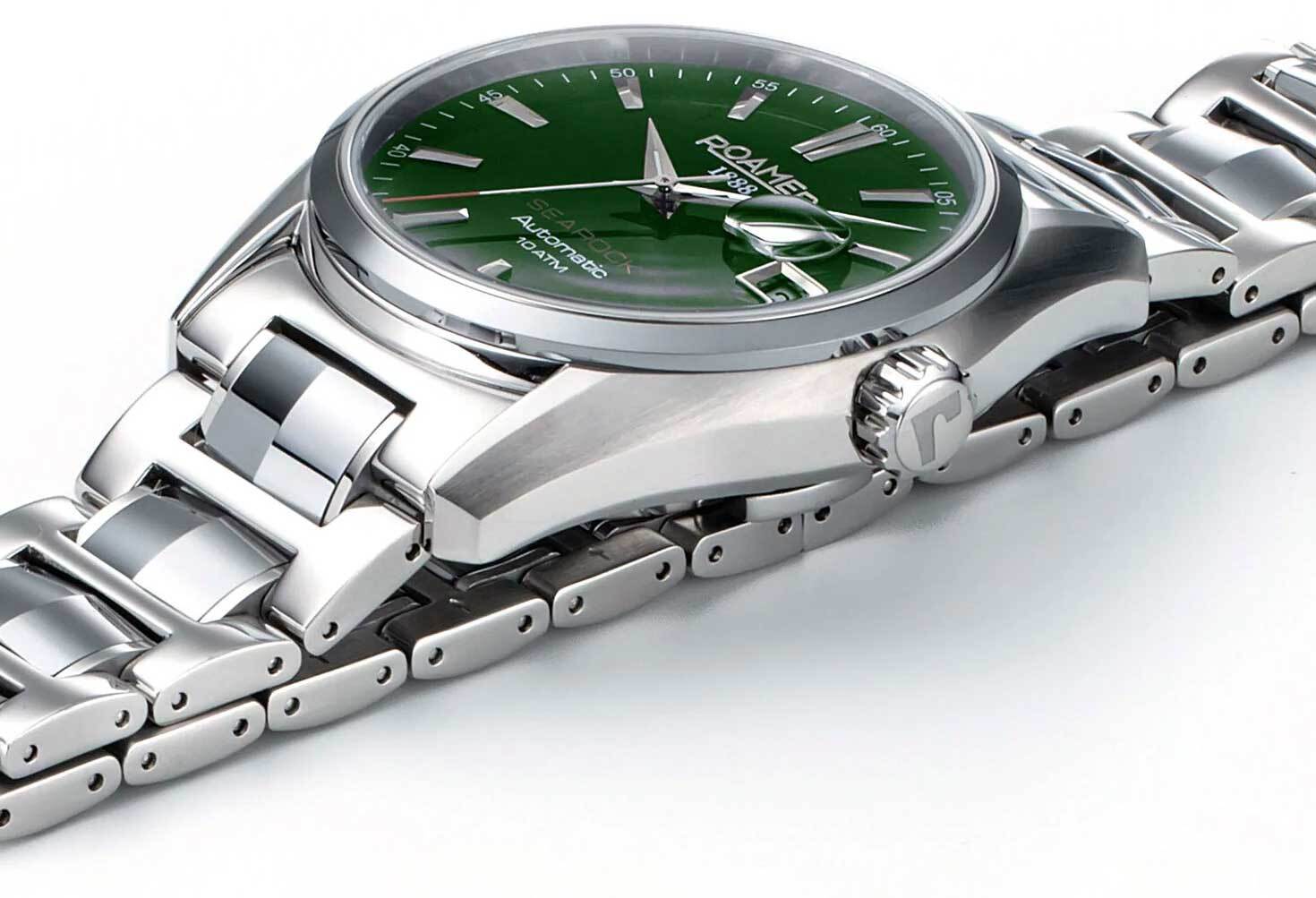 Roamer 210633 41 75 20 Searock Automatic green silver Steel Men’s Watch NEW