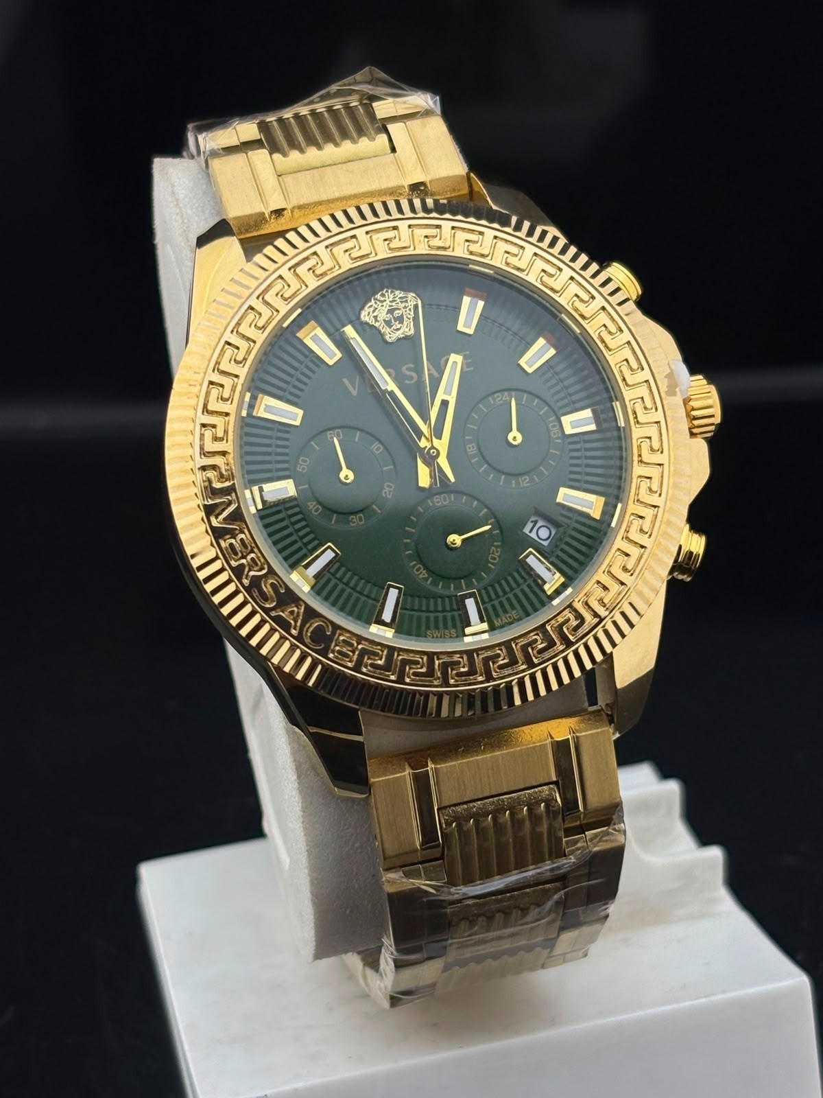 Vintage Refurbished Versace Gold Dial Wrist Watch Fully Working Condition