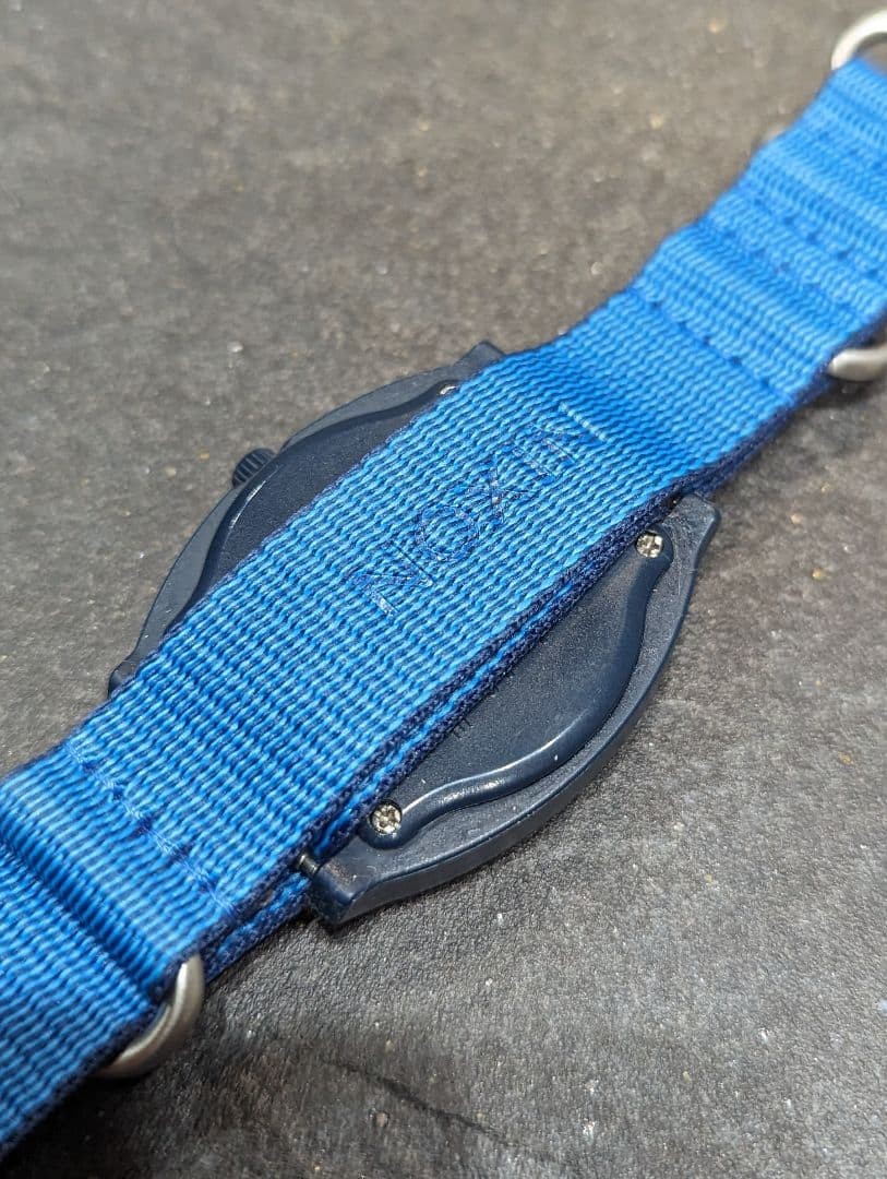 Battery replaced. NIXON Time Teller wristwatch with nylon strap, navy.