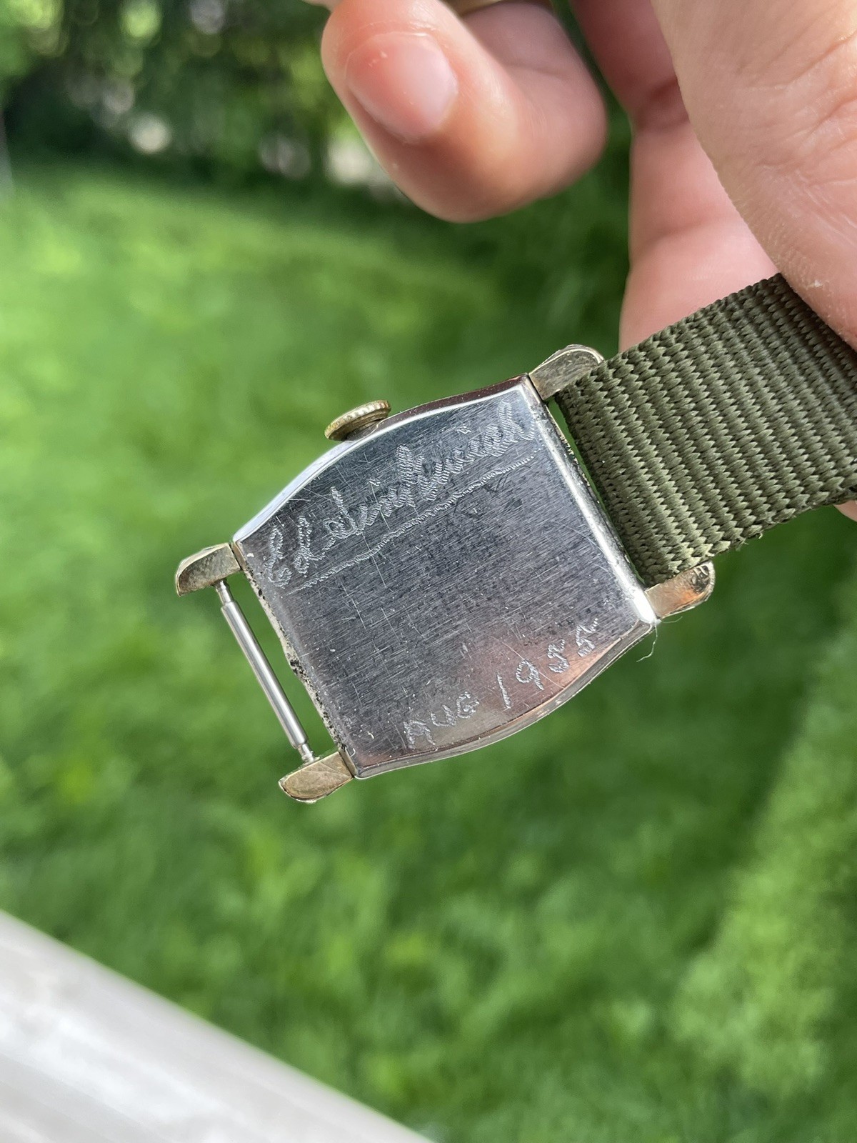 1940’s Men’s Vintage Olympic Tank Watch 21 Jewel Manual Wind Arabic Numeral Dial