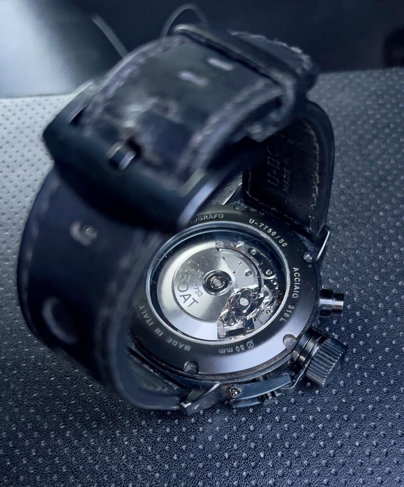 U-BOAT Flight Deck 50mm Black Automatic Dial Leather Strap – U7750