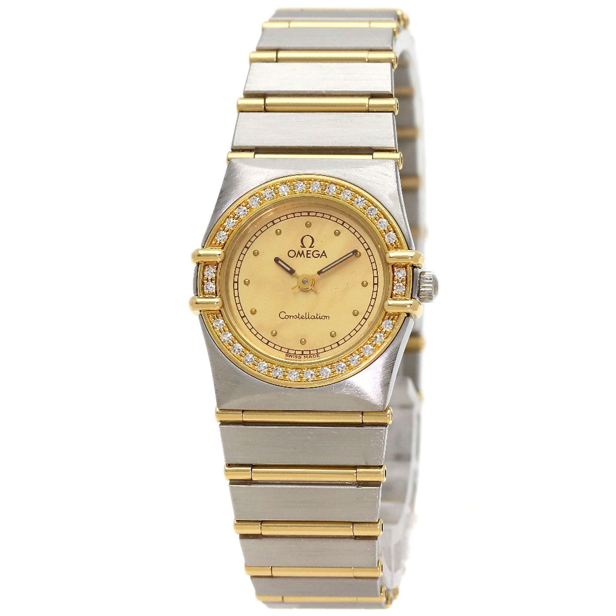 OMEGA Constellation Flat Bezel Diamond Watches Stainless Steel/SSxK18YG Ladies