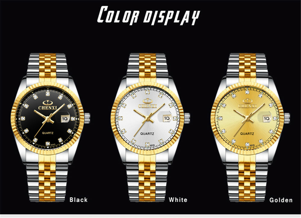 CHENXI Men Quartz Watch Casual Silver Gold Wristwatch Male Calender Watches Gift