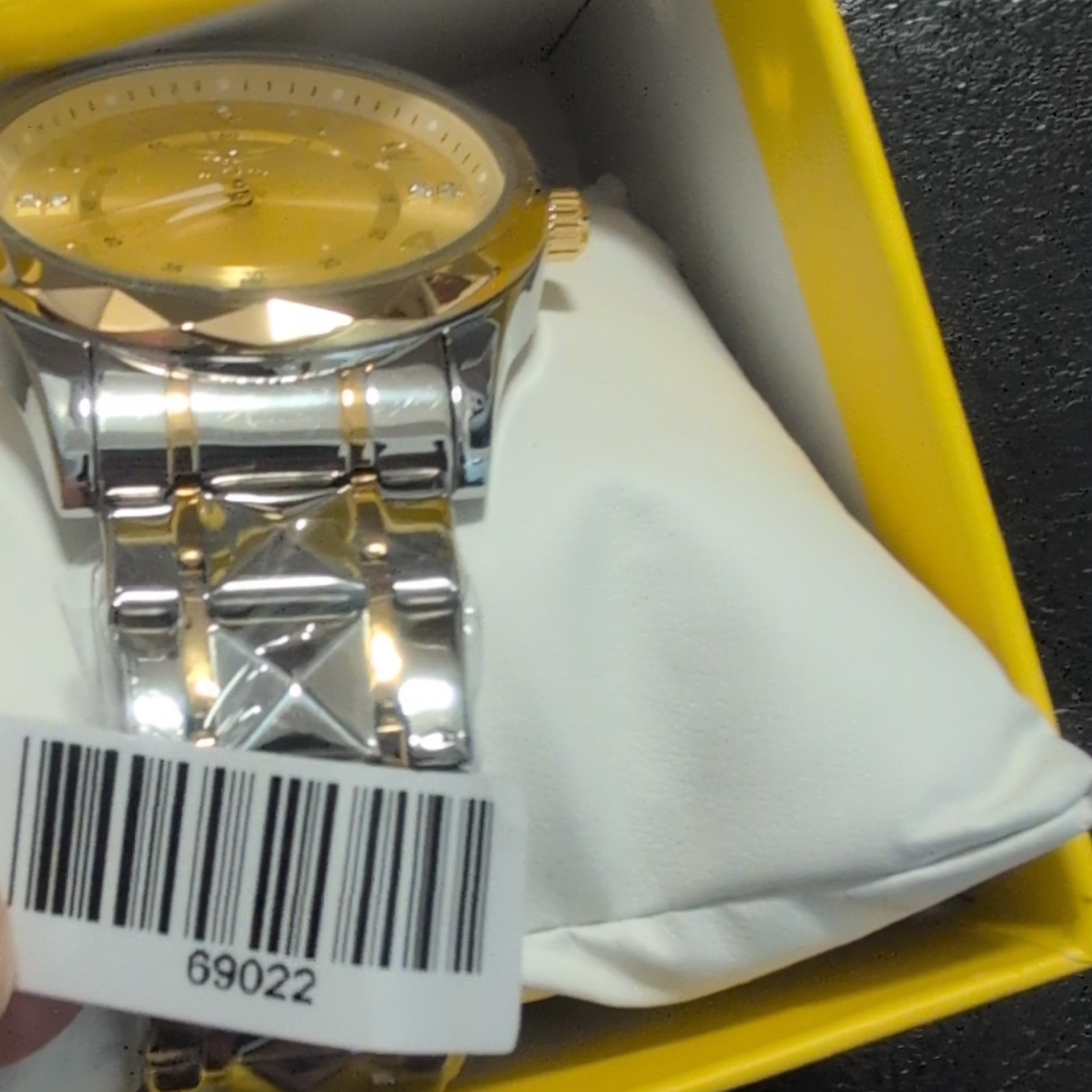 Invicta Quartz Analog Dress Watch Two-Tone Stainless Bracelet Gold Dial w/ Box